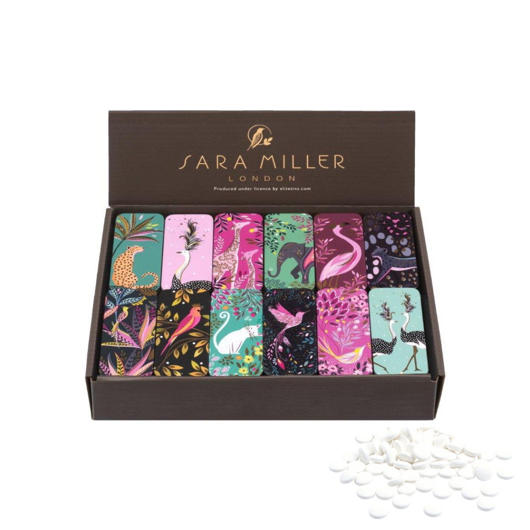 Sara Miller - Mini Slider Tins 12 Asst With Mini Mints