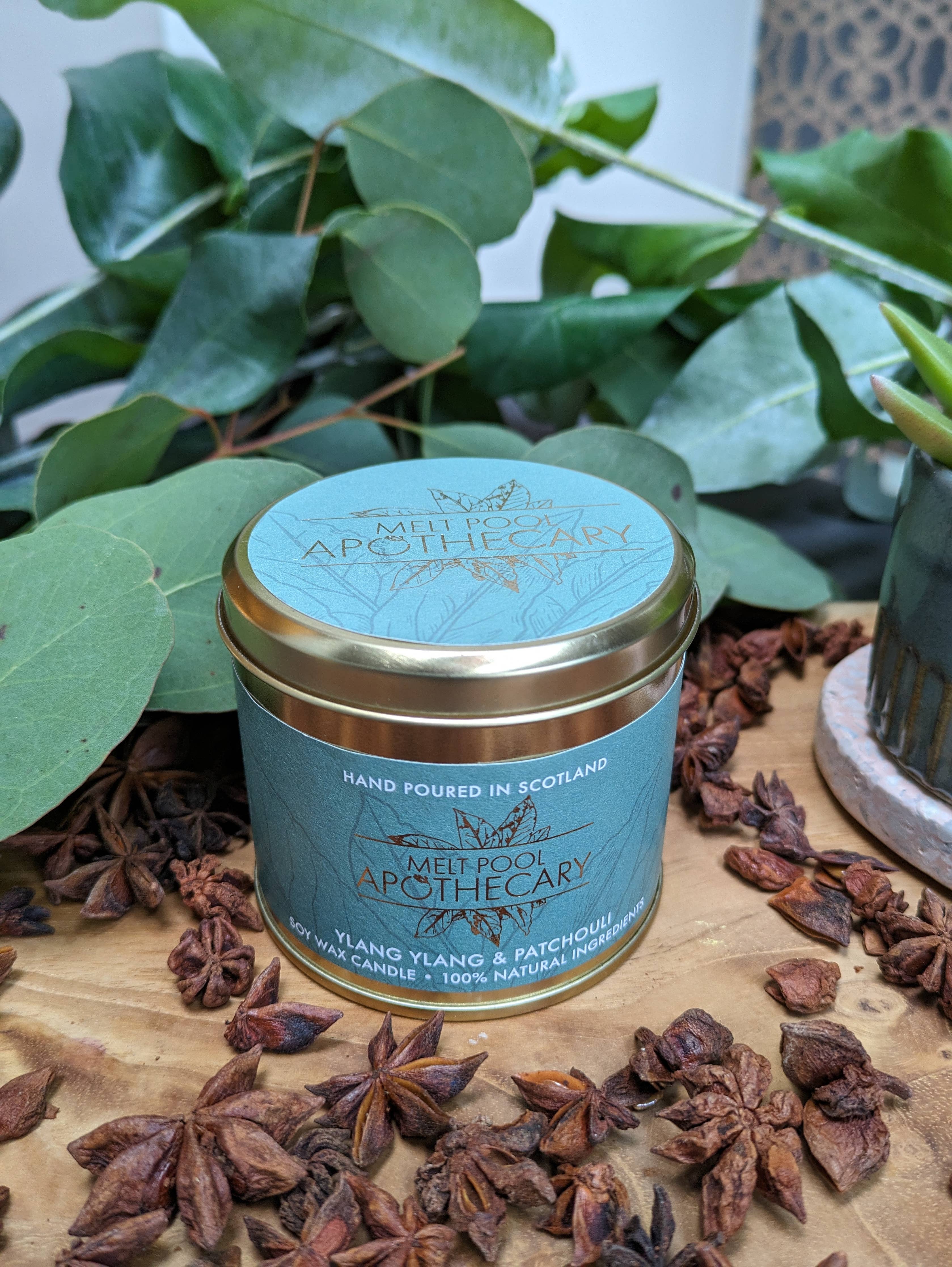 Large Gold  Tin Candle - Ylang Ylang & Patchouli