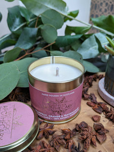 Large Gold Tin Candle - Grapefruit, Orange & Frankincense