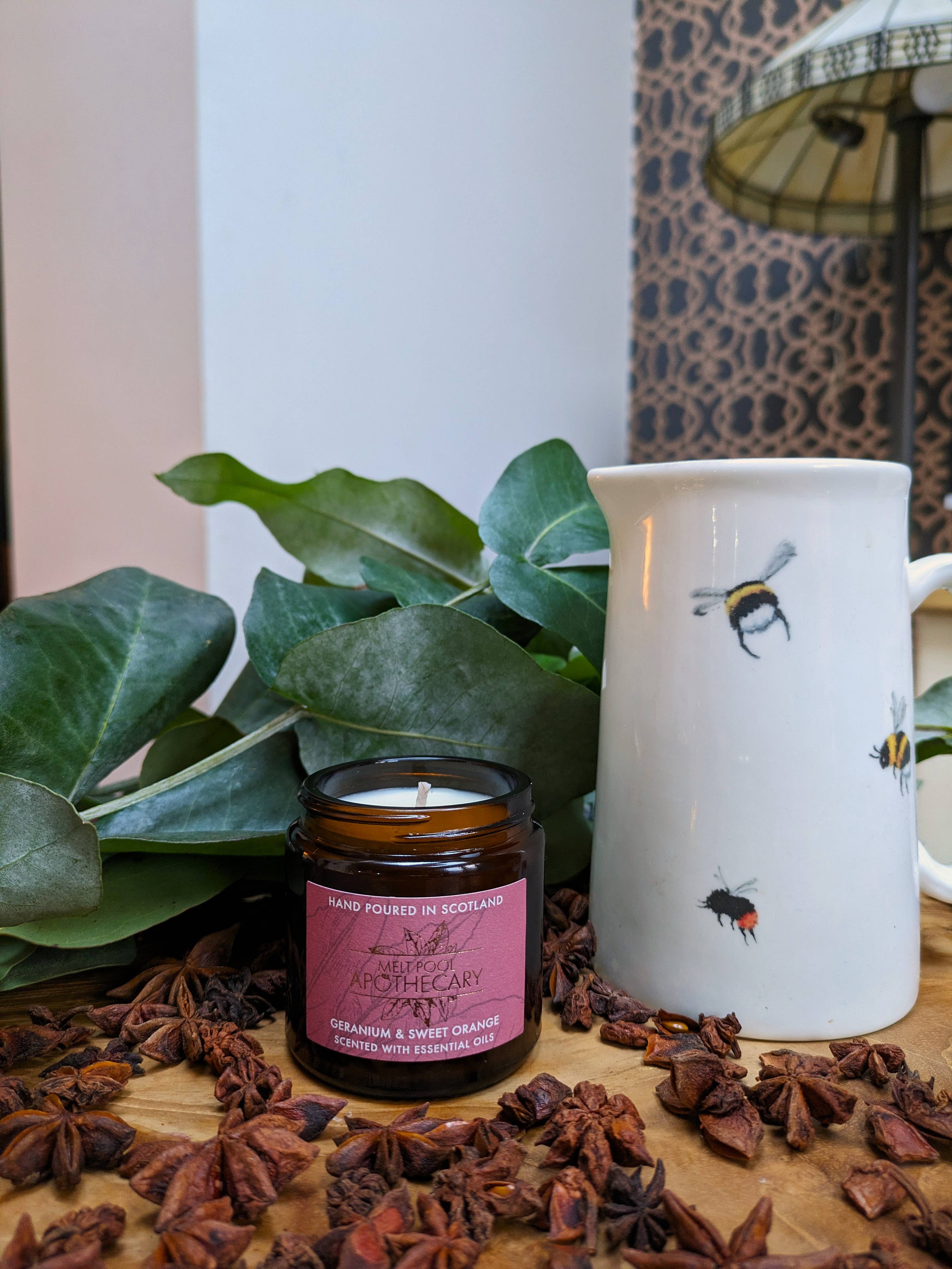 Small Amber Jar Candle - Geranium & Sweet Orange