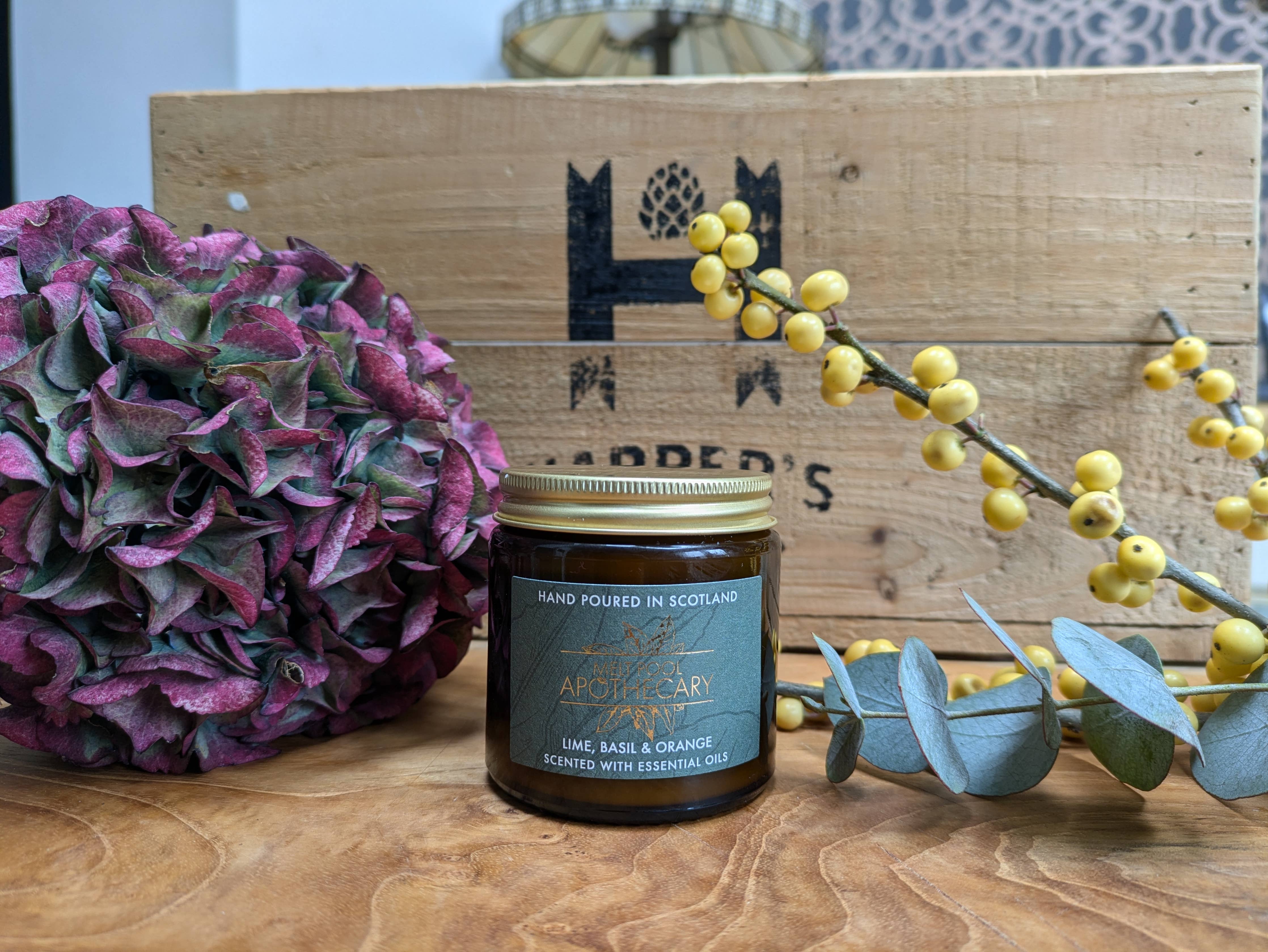 Small Amber Jar - Lime with Basil & Orange