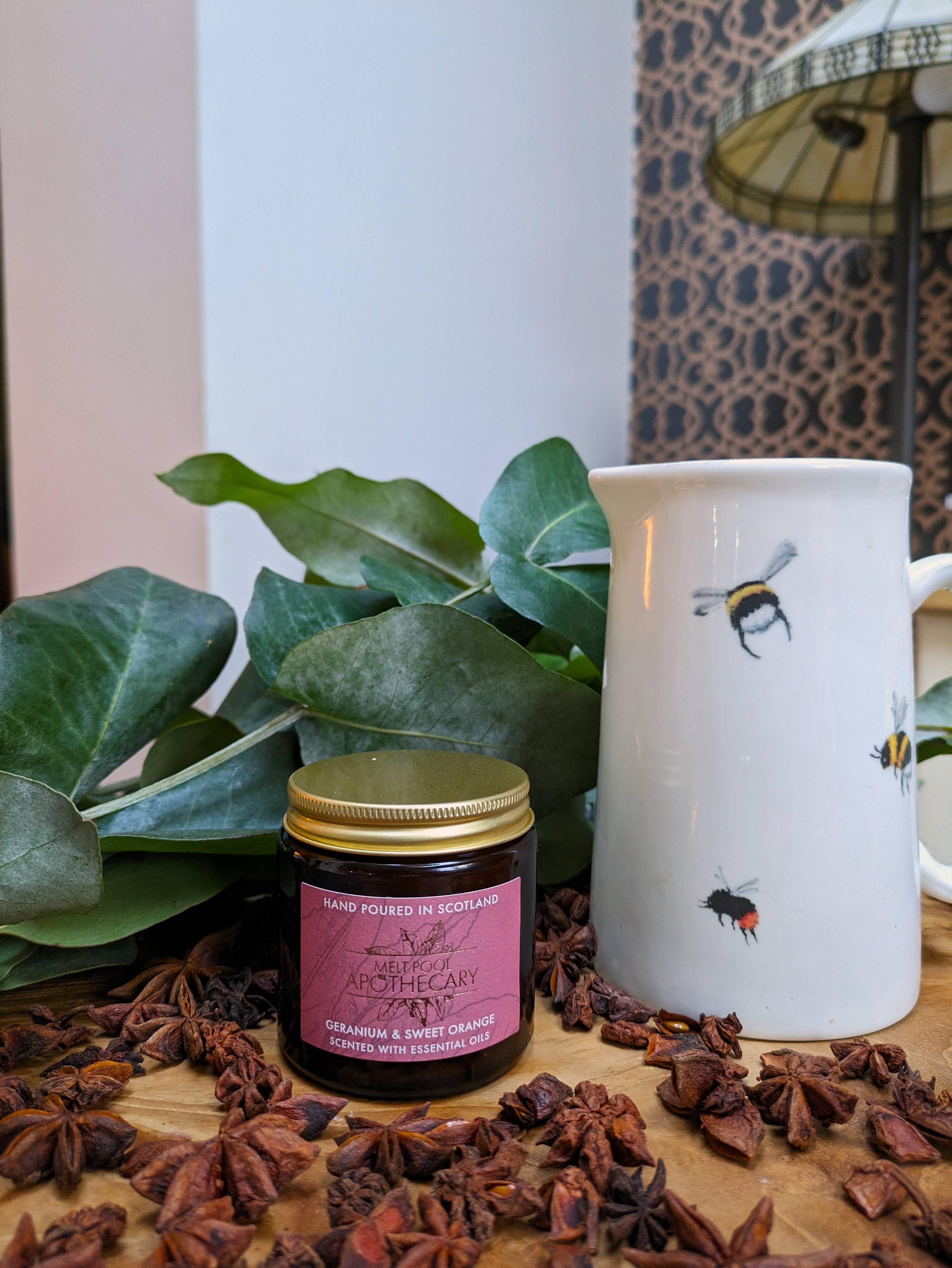 Small Amber Jar Candle - Geranium & Sweet Orange