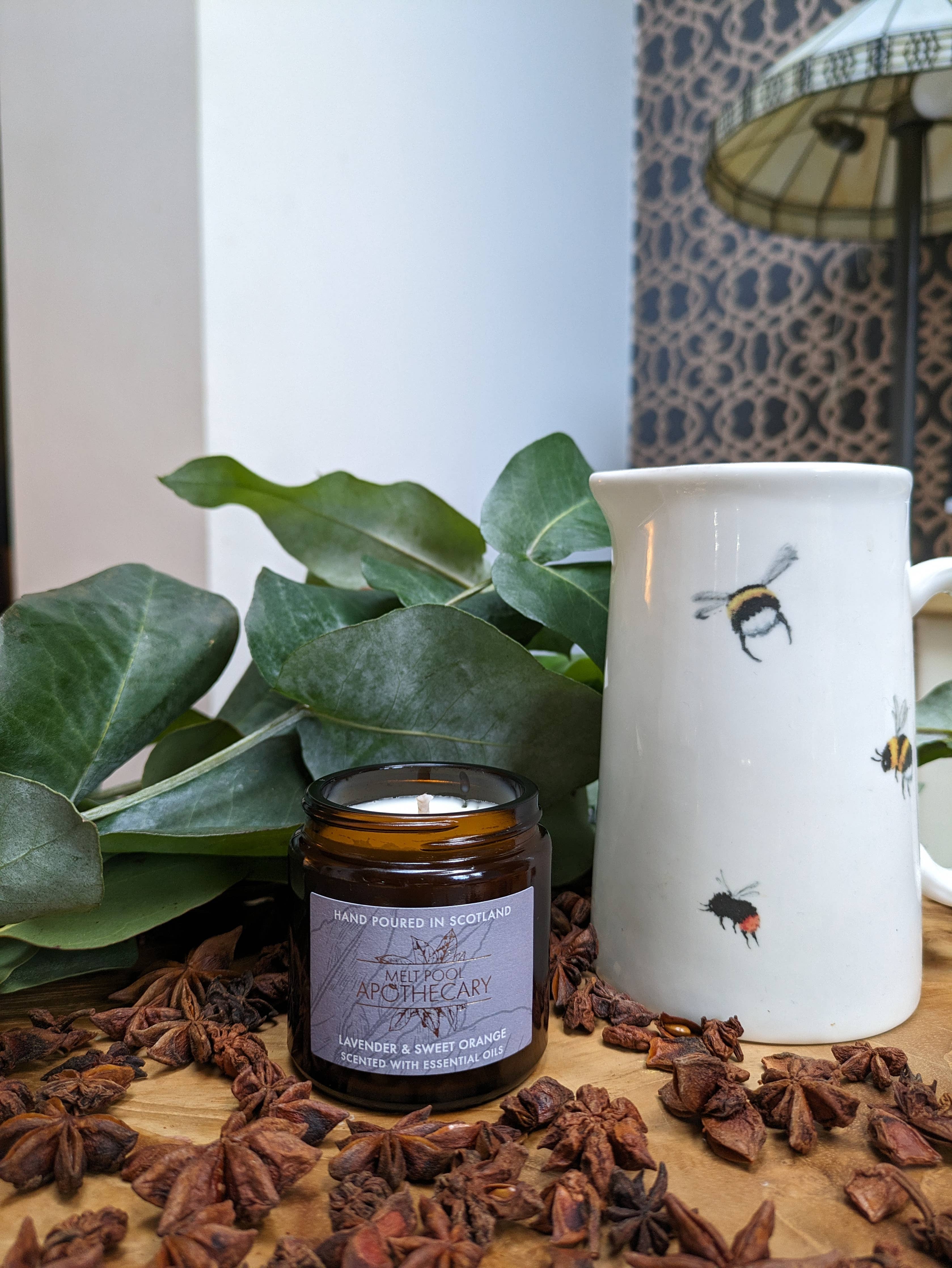 Small Amber Jar Candle - Lavender & Sweet Orange