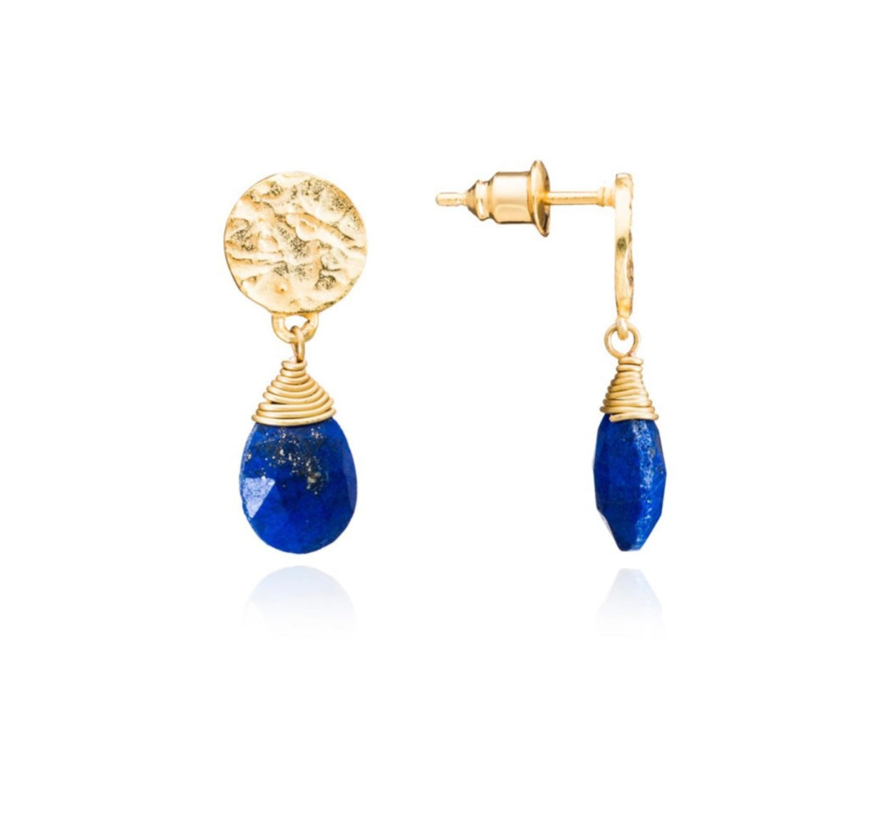 Classic Athena Gemstone Drop Earrings Large - Gold