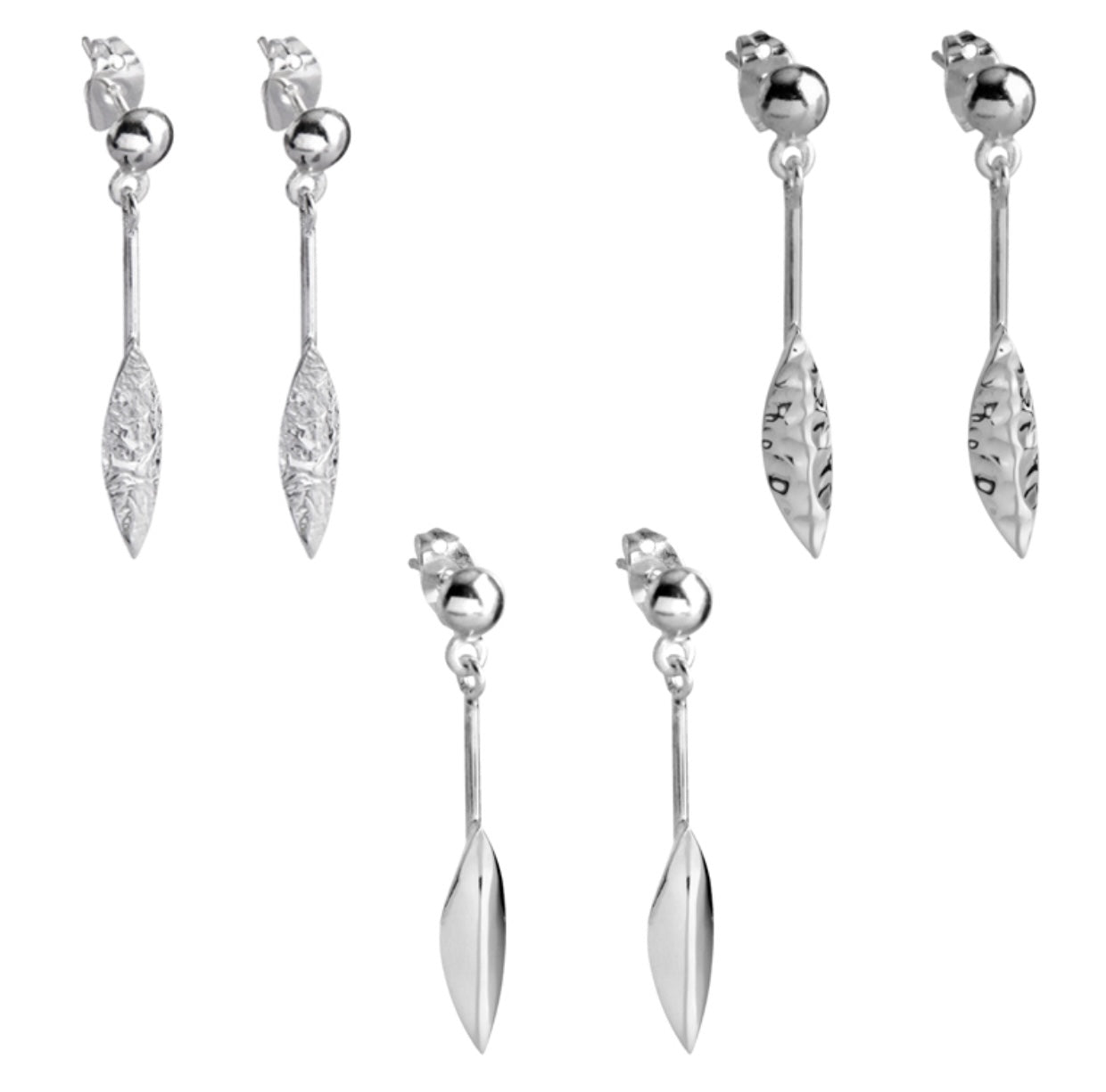Chris Lewis Hanging Leaves Earring Hammered (top right)
